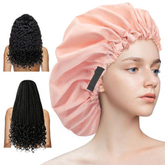 Aquior shower cap with waterproof design keeps hair dry during showers.