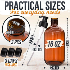 Aquue amber plastic pump bottle with smooth action reduces drips during refills.