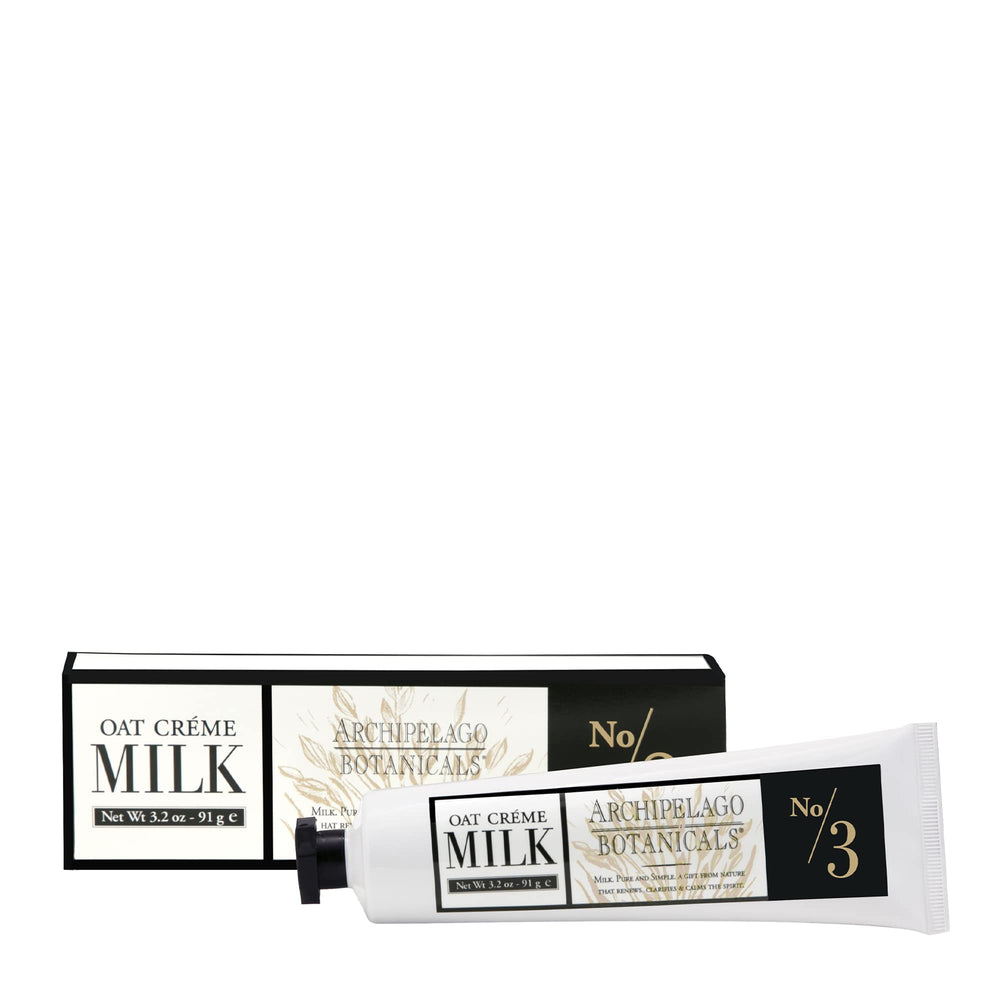 Archipelago Botanicals Oat Milk Hand Crème pump bottle shows quick, non-greasy moisture.