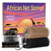 ARCH&M authentic African net sponge back-scrub close-up for gentle full-body exfoliation.
