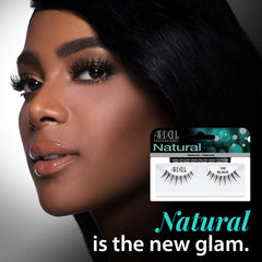 Ardell 102 Demi Black knot-free band closeup highlights seamless wear and natural blend.