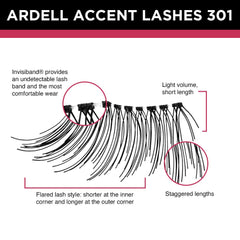 Ardell Accent Half Lashes 301 wispy lashline for soft definition.