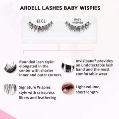 Ardell Baby Wispies Black crisscross-design lashes offer fluttery enhancement for everyday wear.