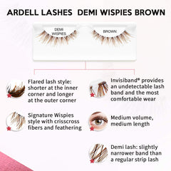 Ardell Demi Wispies Brown application shot highlights easy, quick lash application.
