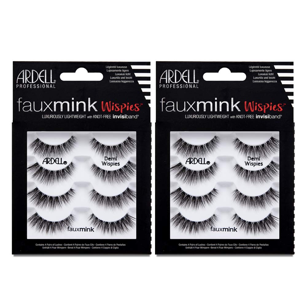 Ardell Faux Mink Demi Wispies multipack box front showing eight lashes for travel.