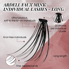Ardell Faux Mink Individuals Long Black ultra-soft strands enhances natural lash line.