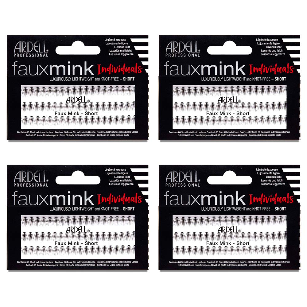 Ardell Faux Mink Individuals Short Black clusters close-up for natural, lightweight lash enhancement.