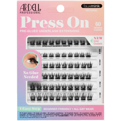 Ardell press-on pre-glued eyelash extension Fauxmink Natural packaging provides quick DIY glam.