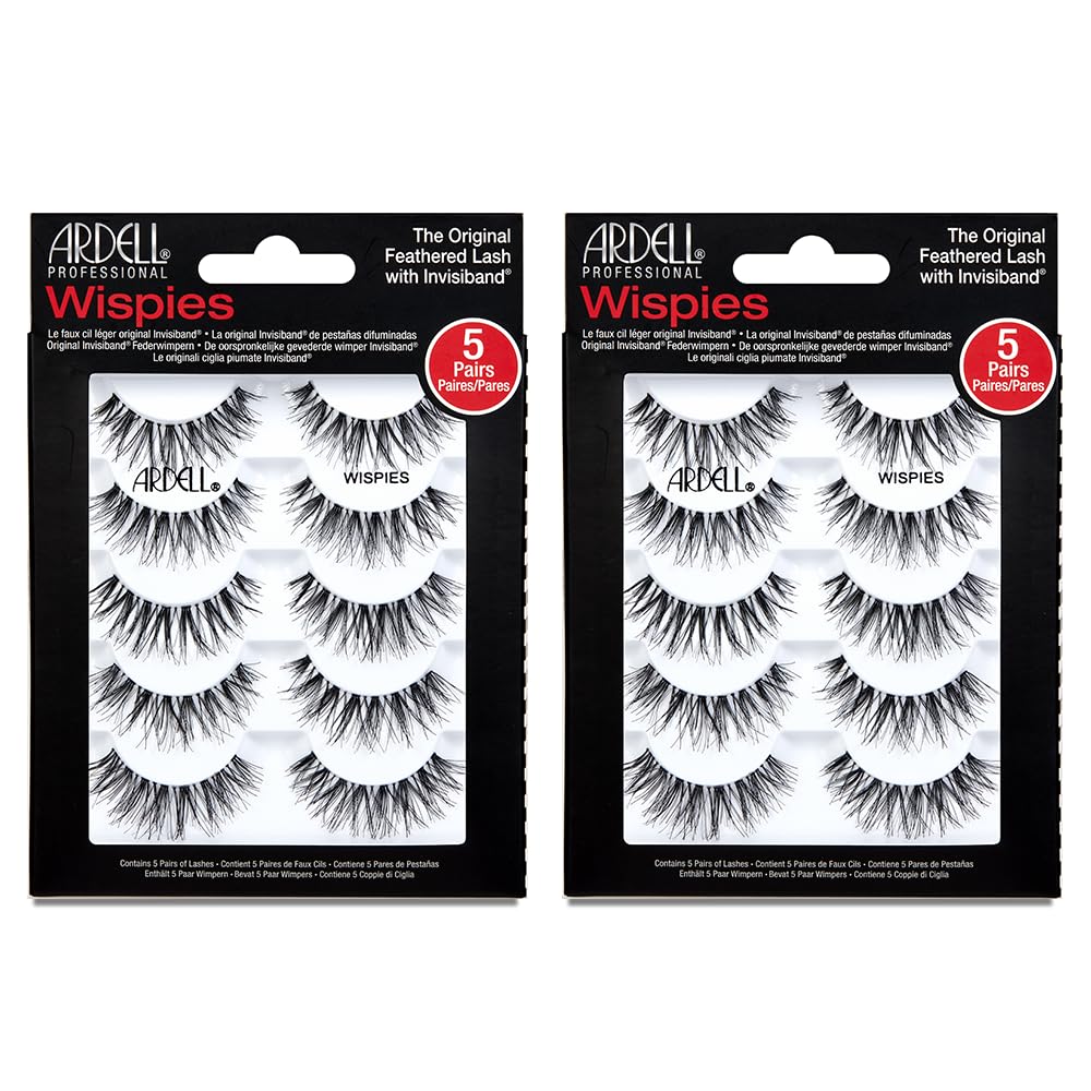 Ardell Wispy Lashes 2-pack closeup showing natural look and reusable wear.