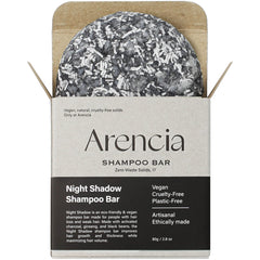 ARENCIA Night Shadow shampoo bar close-up; gentle daily cleansing.