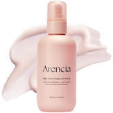 ARENCIA Red Smoothie Lotion pump bottle showing lightweight hydration for daily makeup base
