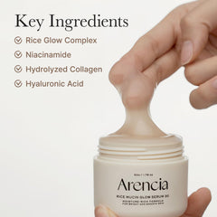 Arencia Rice Mucin Overnight Glow packaging box communicates premium care and product integrity