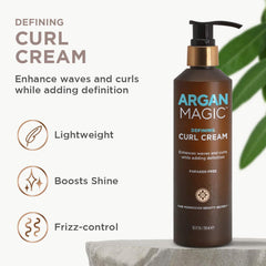 Argan Magic Defining Curl Cream closeup texture highlighting creamy smoothing effect