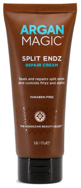 Argan Magic Split Endz Cream bottle close-up, instant end sealing.