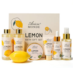 ArioseMonde lemon scent bath spa gift box set shows a refreshing citrus gift idea for women.