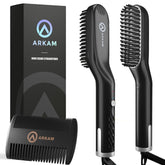 Arkam beard straightener heat level indicators enable customizable styling for different hair types.