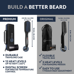 Arkam beard straightener close-up highlights single-stroke technology for fast grooming.
