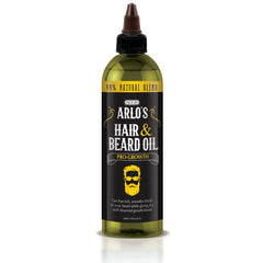 Arlo's Pro-Growth oil bottle on a clean surface boosts daily moisture for hair and beard.