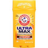 Arm & Hammer Ultramax Active Sport solid antiperspirant 4-pack front view, reliable protection for workouts.