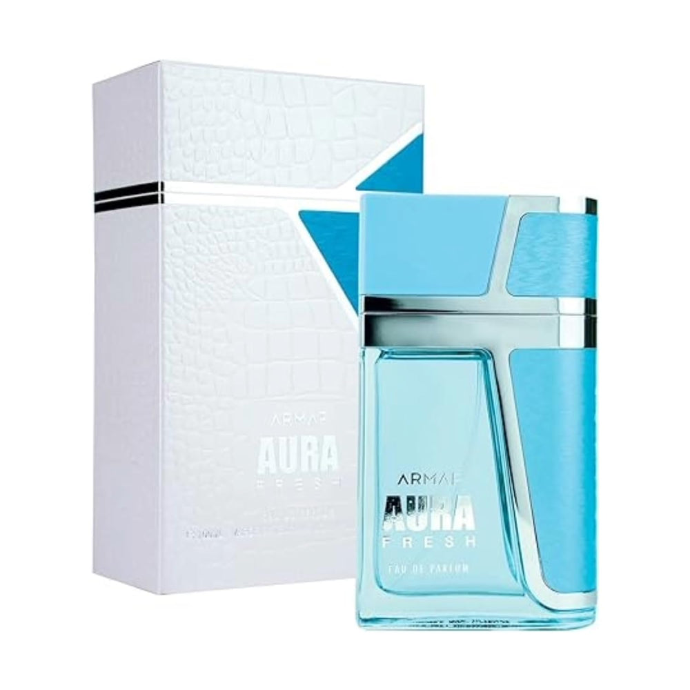 Armaf Aura Fresh bottle pour showcases modern design and long-lasting daily wear