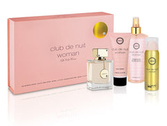 Armaf Club De Nuit Women 4pc Gift Set EDP spray displays elegant daily fragrance.