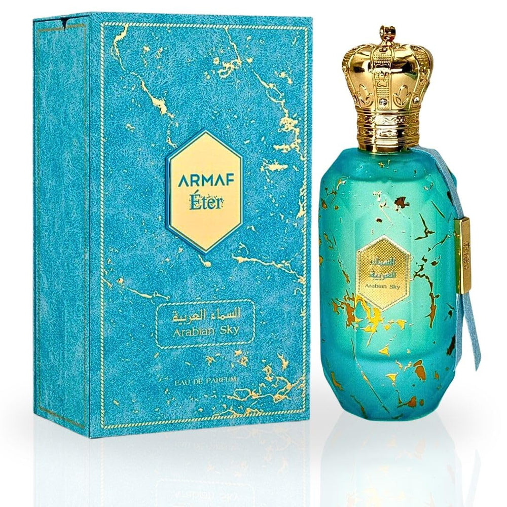 ARMAF Eter Arabian Sky EDP bottle-front highlights a vibrant citrus-ready fragrance for everyday wear.
