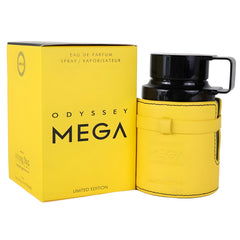 Armaf Odyssey Mega bottle near wrist demonstrates easy, everyday fragrance use