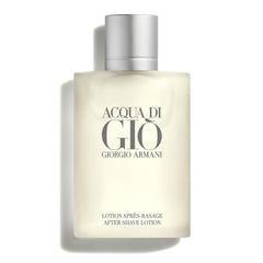 Armani Beauty Acqua di Gio after shave bottle showing long-lasting marine-bergamot freshness.