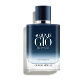Armani Beauty Acqua di Gio Profondo bottle front view highlighting marine-inspired design for daily confidence