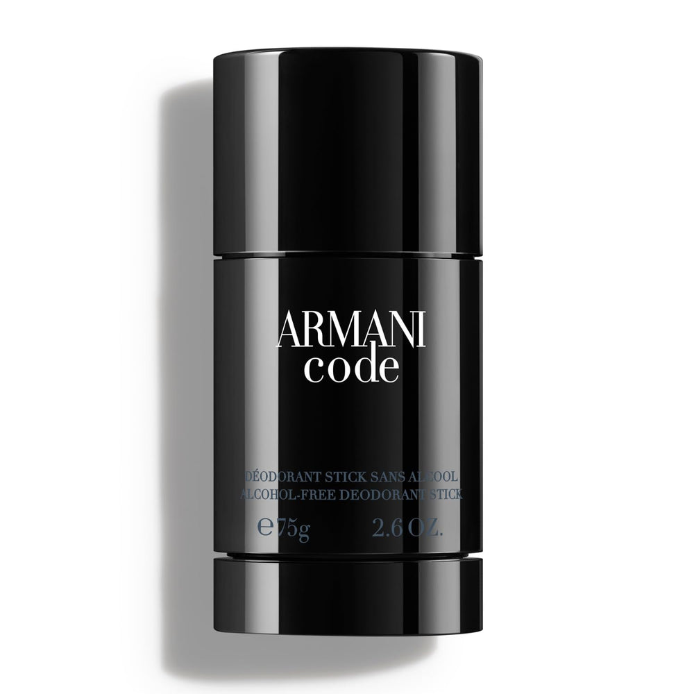 Armani Beauty Code deodorant stick application—smooth glide for all-day freshness.
