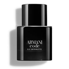 Armani Code Eau de Toilette bottle front shows ambery woody character for daytime wear