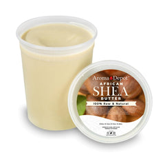 Aroma Depot Shea Butter infographic focusing on fatty acids and vitamins for skin