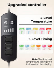 Aroma Season five-level heat control graphic enables customizable warmth.