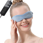 Aroma Season heated eye mask blue closeup shows soothing warmth for dry eye care.