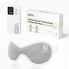 Aroma Season vibrating heated eye mask battery life for cordless use.
