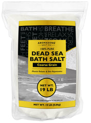 Aromasong Dead Sea Salt coarse-grain bath pack-seal for easy reseal and storage.