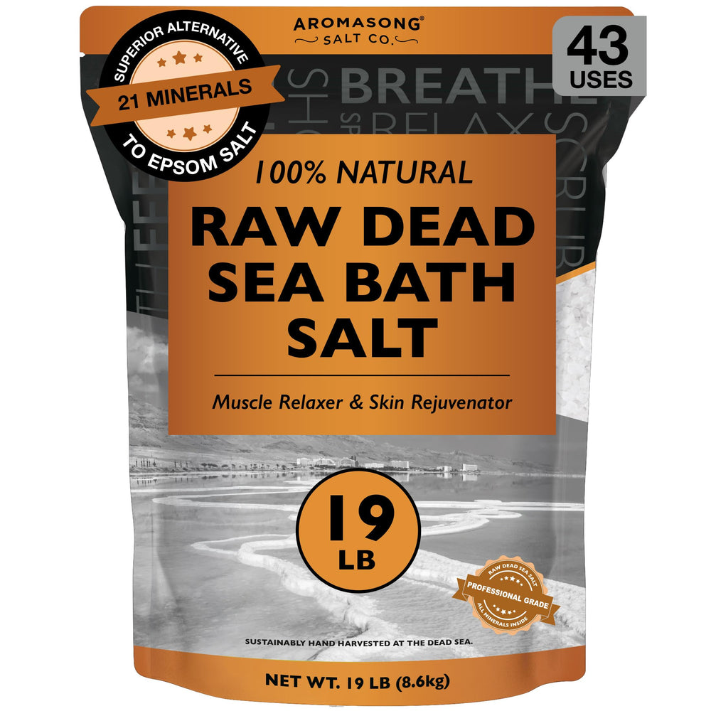 Aromasong Raw Dead Sea Salt bulk 19lb pack for spa-like soaking