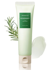 AROMATICA Rosemary 3-in-1 Hair Treatment packaging highlights plant-based nourishment for dry hair.