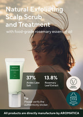 aromatica rosemary scalp scrub with rosemary oil drops emphasizing soothing aromatic care