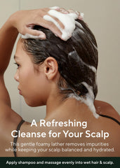 Shampoo cap of AROMATICA bottle emphasizing compact, eco-conscious packaging