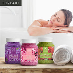 AROMATIKA eucalyptus bath salts container highlighting refreshed skin.