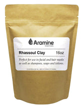 Aromine Rhassoul clay powder 16oz package for nourishing skin and cleansing hair.
