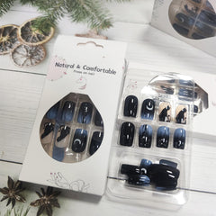 AROVFAM Moon and Stars set showcases blue gradient nails for elegant evenings