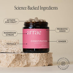 Arrae overnight digestive support bottle highlight for morning relief.