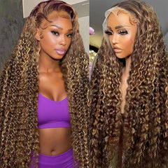 Arseomi 30inch highlight ombre lace front wig with honey blonde for bold daytime looks.
