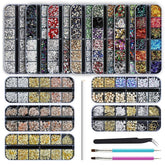 Artdone nail rhinestones 12-boxes showcases quick glam accents for DIY nails.