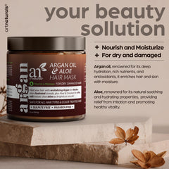 Artnaturals Argan Hair Mask bottle in shower demonstrates smooth application.