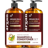 artnaturals argan oil shampoo bottle closeup highlights hydrating formula for all hair types.