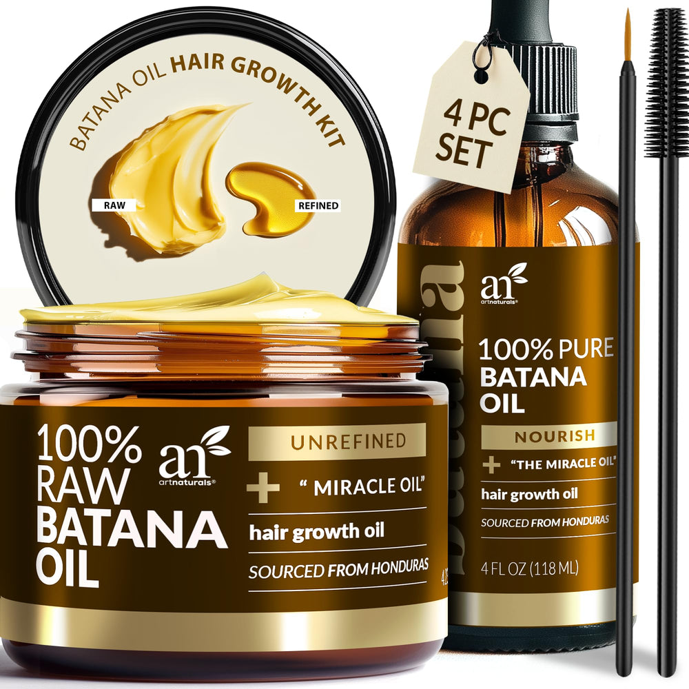 Artnaturals Batana oil raw 4oz bottle promotes scalp nourishment for healthier hair growth
