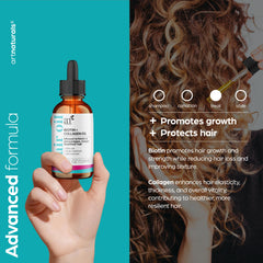 ArtNaturals Biotin Collagen Hair Oil ingredients close-up showing botanicals for conditioning.